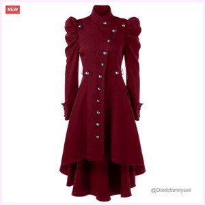 Steampunk Victorian Trench Coat Gothic Vintage Long Tail Slim Fit Cotton Jacket